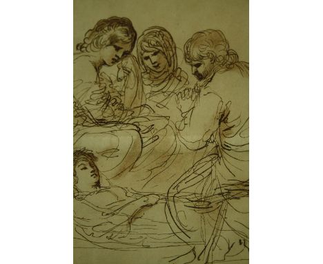 After Guercino, a framed and glazed etching, gallery label to the reverse. H.42 W.37cm. 