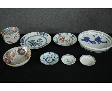 A collection of mixed Chinese ceramic items. Dia.30cm. (largest). 