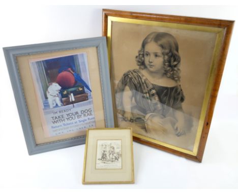 Pears print, 4 prints after G Moorland, an ink Punch sketch, a French engraving in an oak frame and other prints. (9)