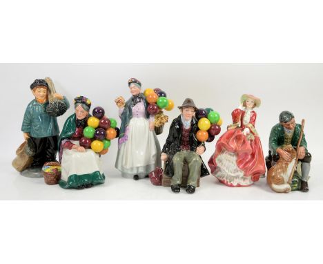 Royal Doulton 'The Master' HN2325, 'Master Sweep' HN2205, three balloon sellers and 'Top of the Hill' (6)