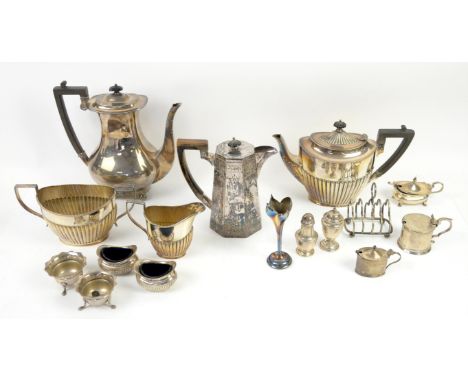 Victorian silver mustard pot London 1853, other silver cruets to include two mustard pots, 2 pairs of salts, and 2 pepperette