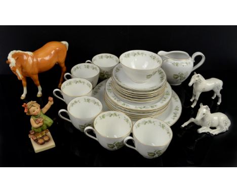 Beswick china horse and foals, Goebel figure and a part tea serviceCondition Report:  Good overall condition to horses and te