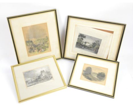 Set of lithographs, to include 'Carrickfergus Castle and Town, Ireland' (T. M. Baynes and W. Miller), 'Richmond, from the Isl