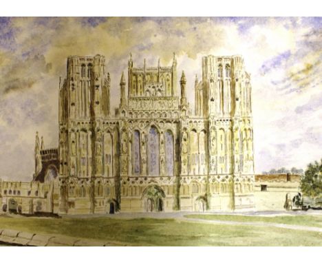 Four watercolour studies depicting various Cathedrals and one depicting Framlingham Gate House 