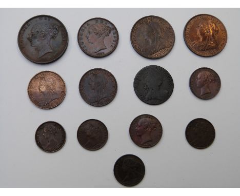 A quantity of Victorian bronze and copper pennies, halfpennies and farthings, VF-EF, includes an 1863 farthing