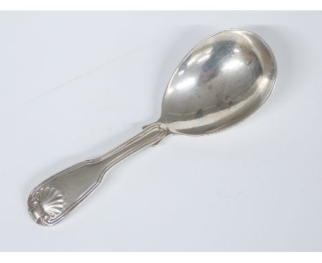 Georgian fiddle thread and shell pattern hallmarked silver caddy spoon, London 1809 maker James Ede &amp; Alexander Hewat, le