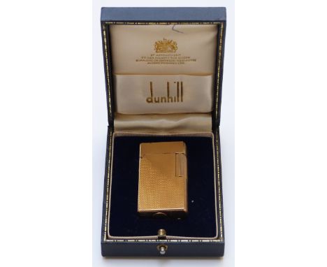 Dunhill 70 plated cigarette lighter with engine turned decoration, in original fitted case, 7cm&nbsp;