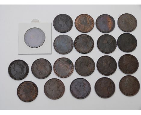 A collection of twenty 1880s young head Victorian bronze pennies, mostly VF or better, includes some Heaton Mint