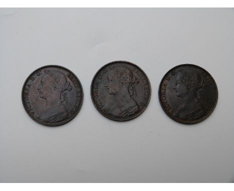 1881 Victorian bronze penny, Heaton Mint, VF-EF together with an 1882 Heaton Mint NEF with residual lustre and a further exam