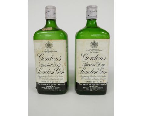 Two vintage bottles of Gordon's Special London Dry Gin, both 26 2/3 fl oz,&nbsp; 70% proof