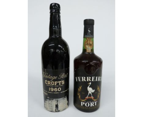 Two bottles of port comprising Croft's 1960 vintage and a bottle of ten year old Ferreira, 70cl.
