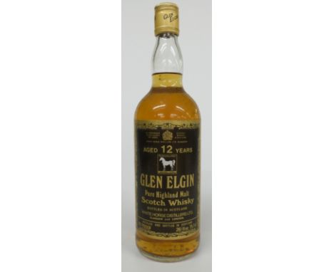 Glen Elgin aged 12 years pure Highland Scotch whisky. 26 2/3cl 75% proof.&nbsp;