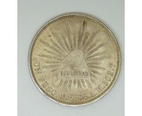 Mexican silver Peso 1898, restruck in 1949 for the Chinese Nationalist Government, M and small 'o' mint mark, 27g