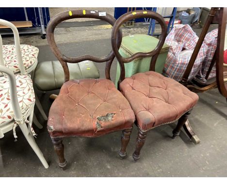 Pair of balloon back dining chairs with button seats (a/f)