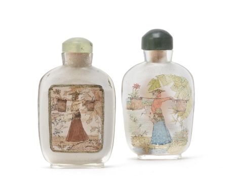 A Chinese inside painted glass snuff bottle by Wen Xiangjun (born 1945), signed by the artist and dated 1971, jade stopper, 7