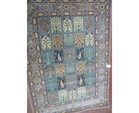 Van De Wiele full pile Persian panel garden design rug (1.5 x 1.17m)