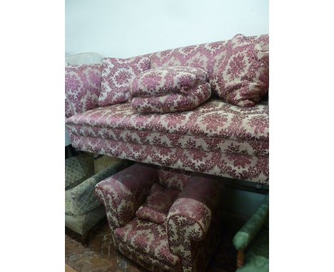 Re-upholstered early 20thC Chesterfield sofa and chair 