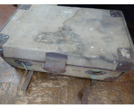 19thC Canvas trunk 
