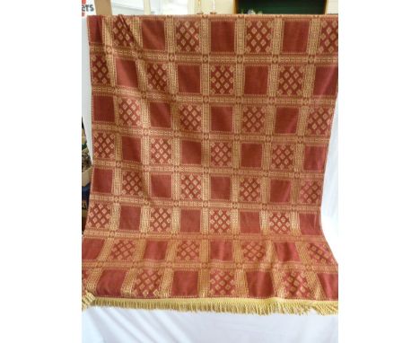 Red &amp; gold panel pattern satin table cloth ( 76" x 50")