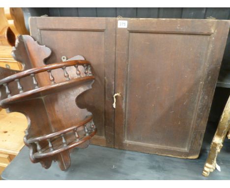 Victorian mahogany galleried corner shelf and oak portable hanging notice board (2) 