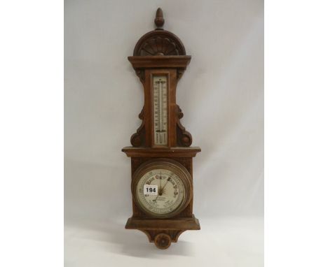 Oak cased aneroid barometer - D C Burlingham, Peterborough 
