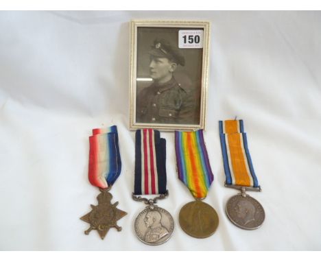 WWI Military campaign medals - Bravery in the field, 1914-15 Star, 1914 - 1918 Service, 1914-19 Civilisation - PTE AJM Herrin