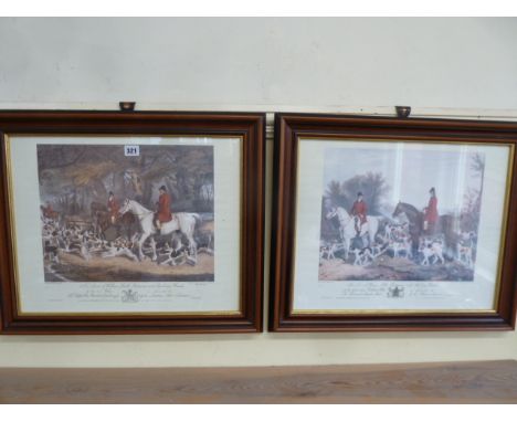 Pair hunting prints - William Smith  Brocklesby Hounds Thomas Hills, Old Surry Hounds R Davis
