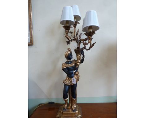 Carved wooden Blackmoor style table lamp