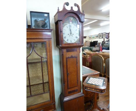 18th/19thC Eight day painted face oak longcase clock 