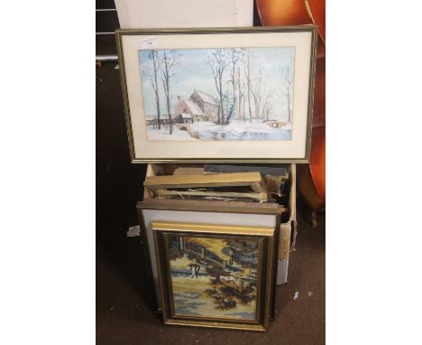 A QUANTITY OF ASSORTED PICTURES AND PRINTS TO INCLUDE A FRAMED TAPESTRY 