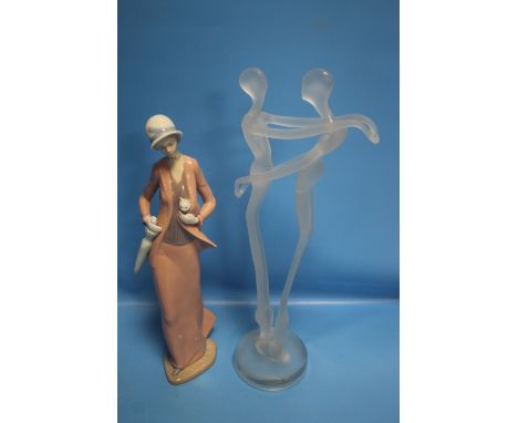 A NAO FIGURINE A/F TOGETHER WITH A FIGURE OF A COUPLE DANCING