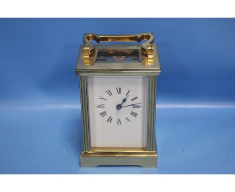 A BRASS CARRIAGE CLOCK