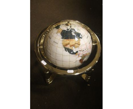 ONE MOTHER OF PEARL LAPIS GLOBE WITH CERTIFICATE OF AUTHENTICITY 