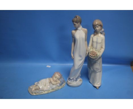 A NAO FIGURINE TOGETHER WITH TWO OTHER NAO STYLE FIGURINES (3)