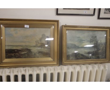 AN OIL ON BOARD OF A SEASCAPE IN GILT FRAME UNSIGNED, TOGETHER WITH AN OIL ON CANVAS IN GILT FRAME SIGNED JOHN GARDINER CRAWF