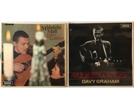 DAVY GRAHAM - MIDNIGHT MAN &amp; FOLK, BLUES &amp; BEYOND (ORIGINAL UK DECCA LPs). Delightful bundle of 2 x UK Decca original