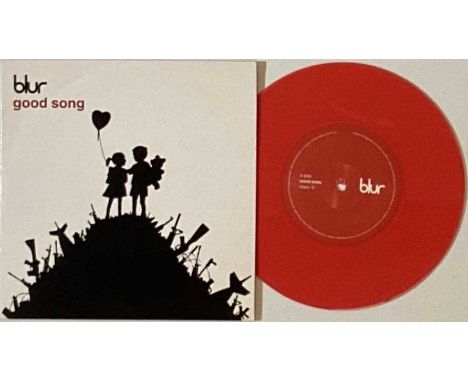 BLUR - GOOD SONG 7" (RED VINYL BANKSY DESIGNED SLEEVE - PARLOPHONE R 6619). Strictly limited edition 2003 red vinyl 7" releas