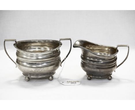 London silver sugar basin and milk jug 