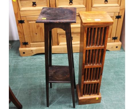 Edwardian plant stand and hardwood CD rack 