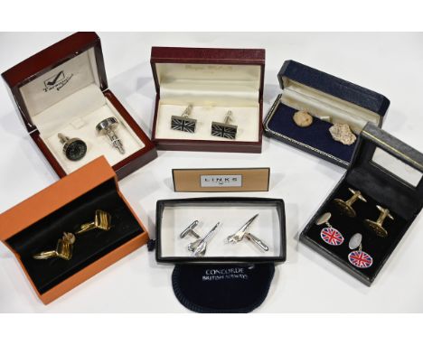 Pair of silver 925 Concorde commemorative cufflinks and other cufflinks 
