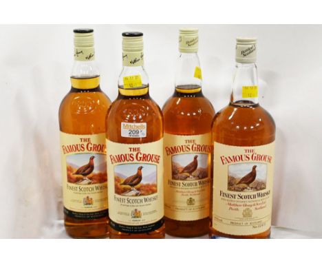 Four bottles of Famous Grouse Scotch Whisky, 1 litre and 1.125 litre bottles