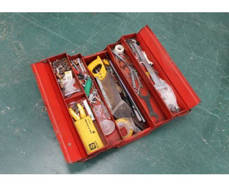 Red metal toolbox and tools 