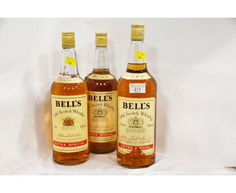 Three bottles of Bells Old Scotch Whisky, 1 litre bottles 