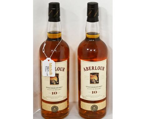 Two bottles of Abelour single Highland Malt Scotch Whisky 10 Years Old 