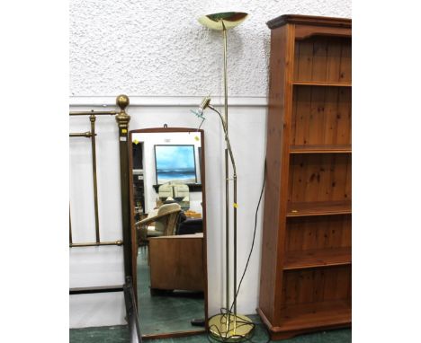 Vintage teak rectangular mirror and brass effect uplighter 
