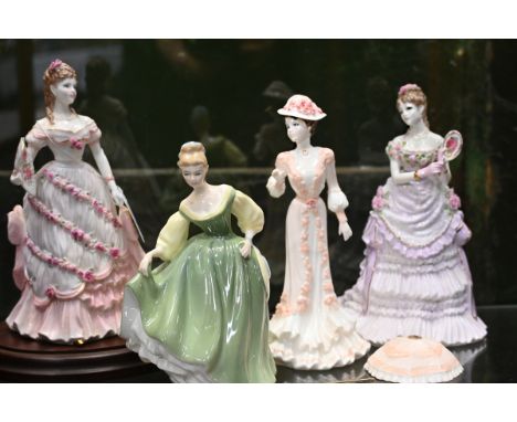 Royal Doulton figurine Fair Lady, Coalport Sophie, Royal Worcester Splendour at Court and Royal Worcester Celebration at Wind