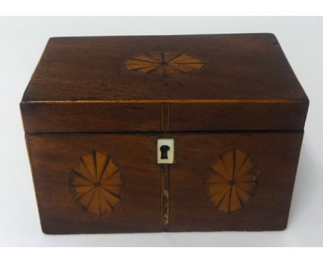 A 19th century mahogany and inlaid two division tea caddy