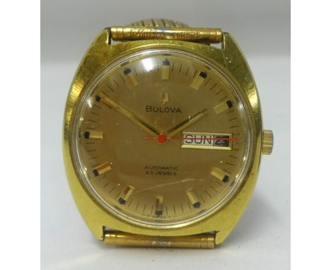 Bulova, a Gents 1970's day date auto wrist watch.