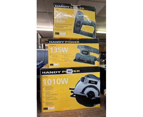 HANDY POWER RADIAL SAW, STAPLER/NAILER, ORBITAL SANDER
