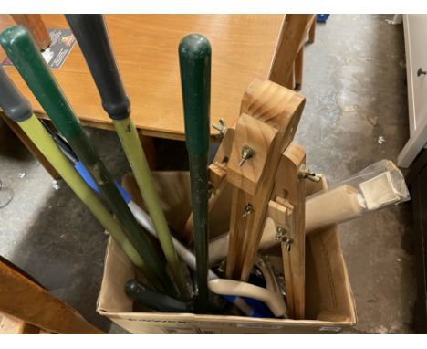 BOX CONTAINING HEDGE CUTTERS, TRIMMER AND BLIND